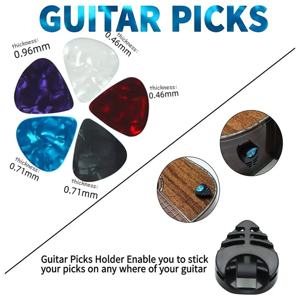 Guitar Capo with Pick Set (7 Counts), Guitar Capo for Acoustic and Electric Guitars with 5 Picks and 1 Holder, Music Accessories