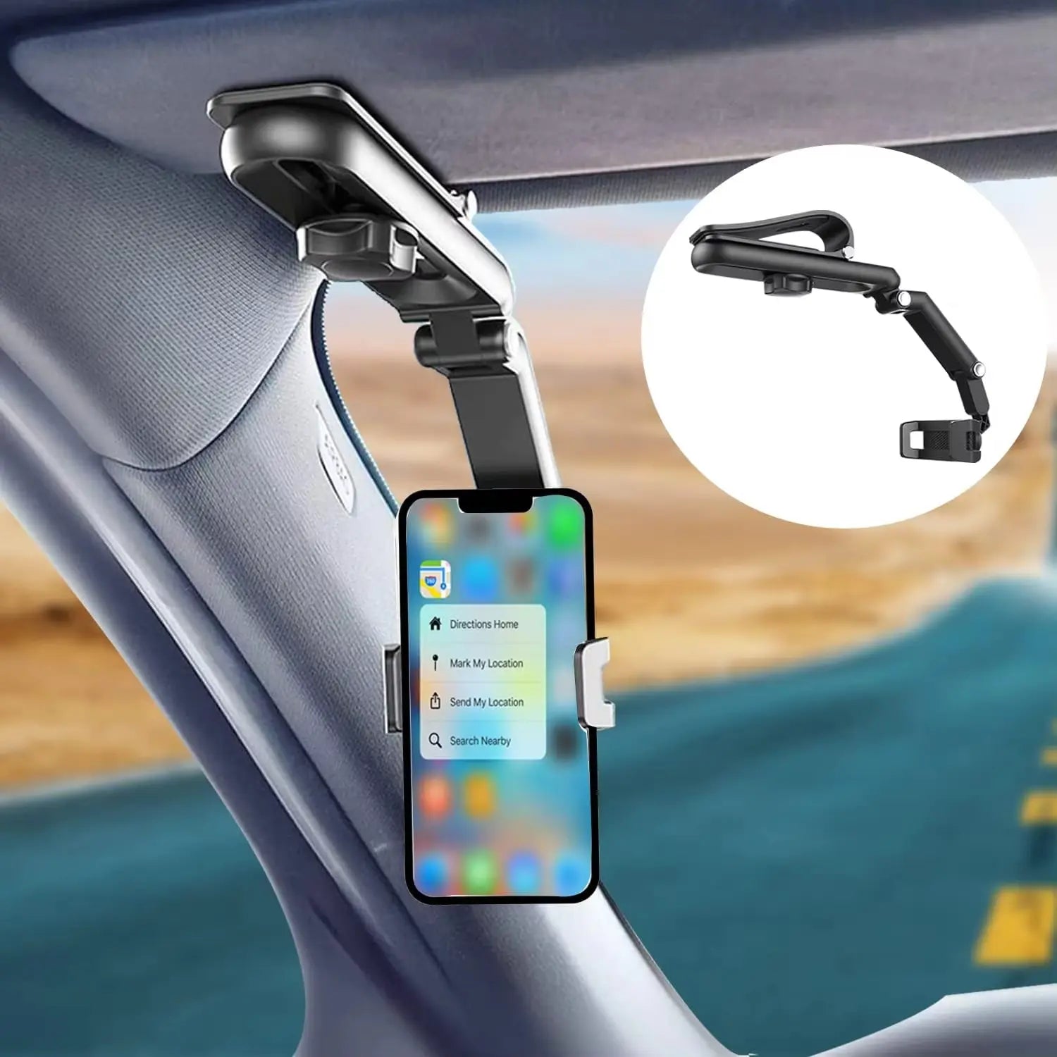 This New Multi-Functional Sun Visor Universal 360-Degree Rotating Phone Holder Is Suitable for Any Setting, Including Cars, Kitchens, and Bedrooms. It'S a Car-Mounted Rotating and Telescopic Phone Holder.