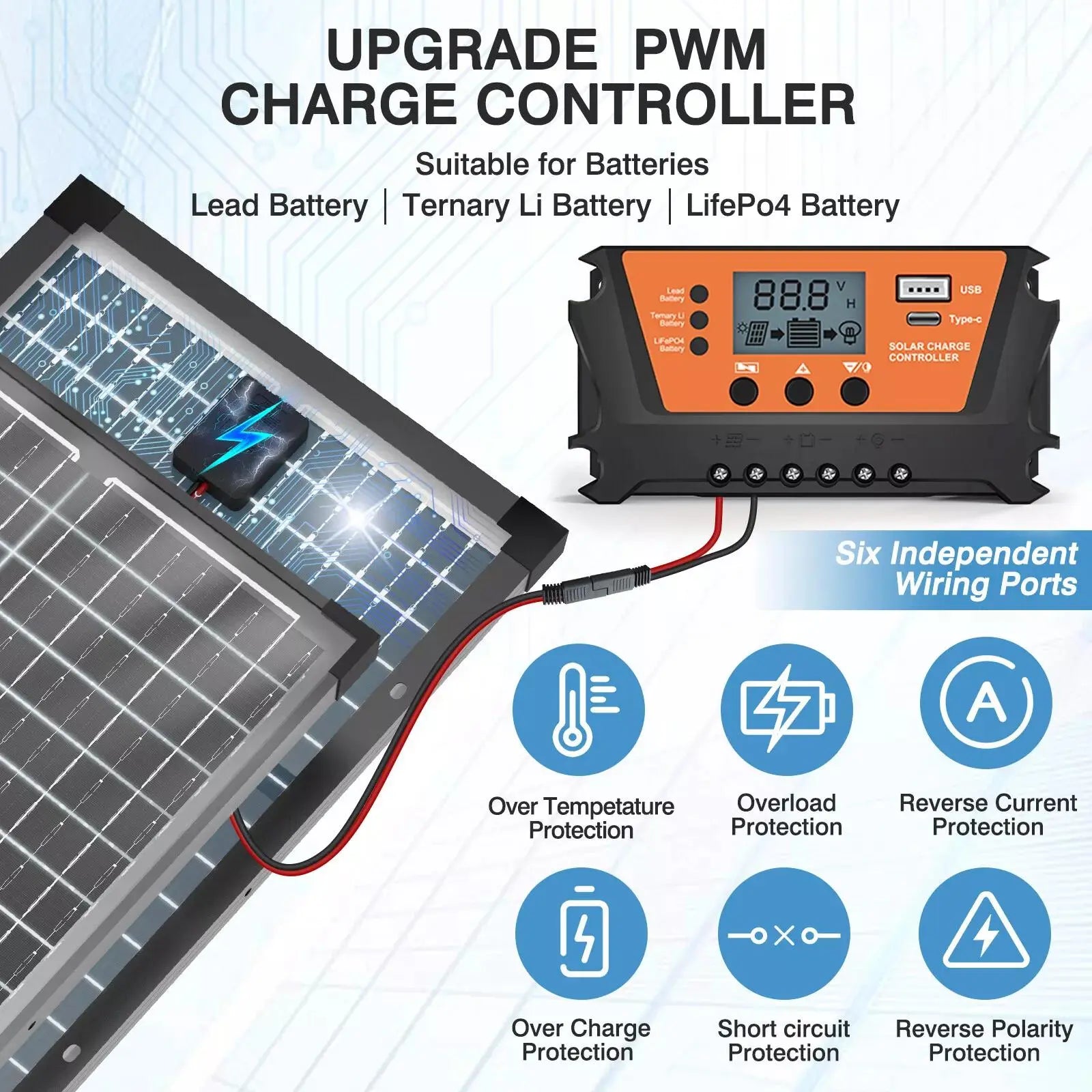30W Dual-Sided Solar Panel Kit , Monocrystalline Solar Panel Trickle Charger, Suitable for Cars, Rvs, Boats, and Off-Grid Battery Charging, Includes Controller and Adjustable Mounting Brackets, Snow and Wind Resistant Design, Dealsforyoudays