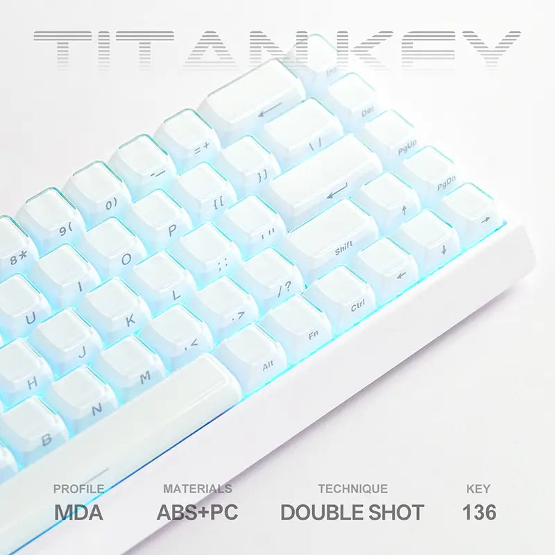 TITANNATION Crystal Jelly Translucent MDA Profile 136-Key Side Carving Keycap Set（Only Keycap, Not Include a Keyboard）