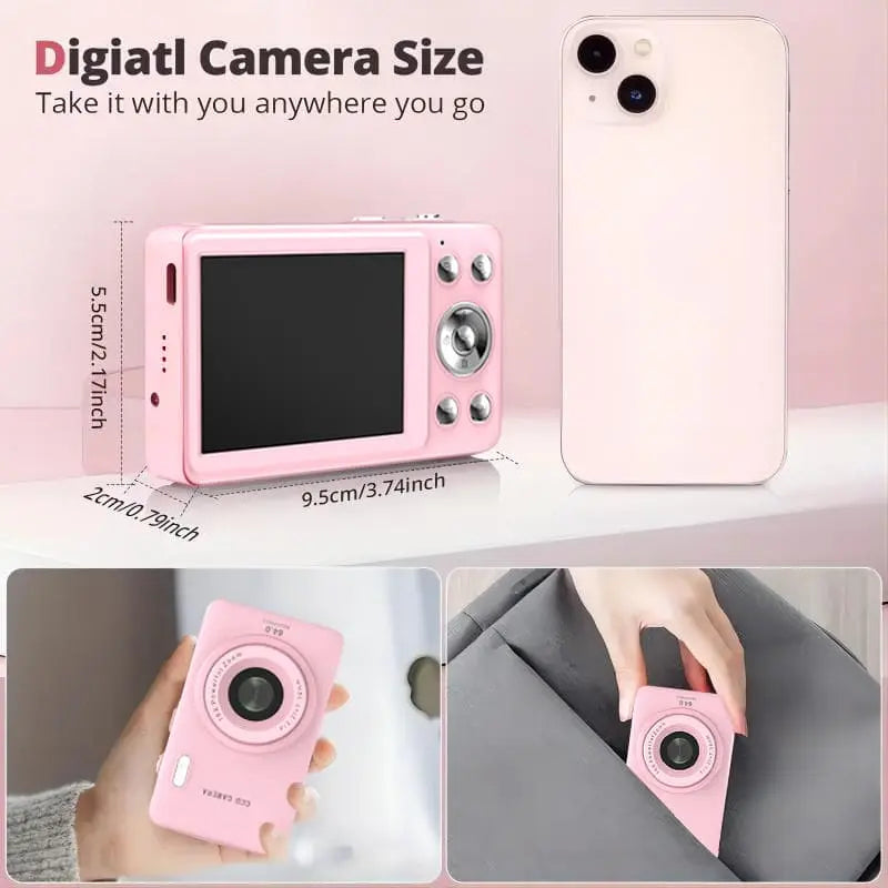 1080P Digital Camera with 32GB SD Card, 16X Optical Zoom, Portable Mini Camera, Point and Shoot Camera, Y2K Gifts