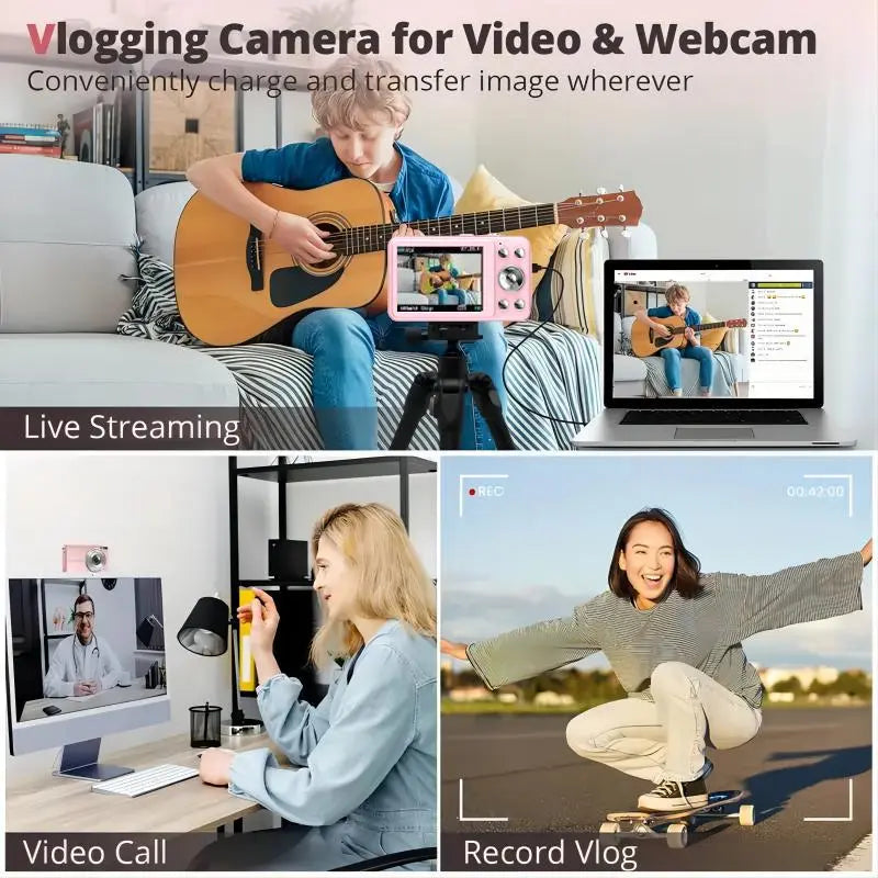 1080P Digital Camera with 32GB SD Card, 16X Optical Zoom, Portable Mini Camera, Point and Shoot Camera, Y2K Gifts
