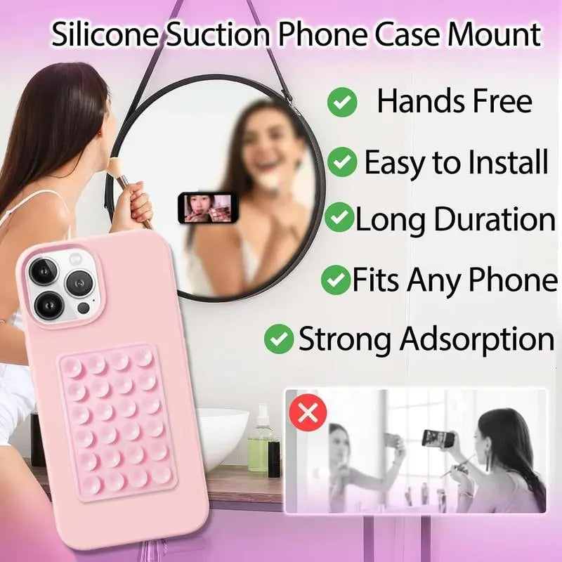 2PCS Silicone Suction Phone Case Mount,Non Slip Suction Cup Phone Mount,Hands-Free Phone Accessories Holder for Selfies and Videos,Silicon Adhesive Phone Stand Sticky for Cell Phone Christmas Gift Accessories