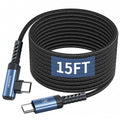 Toocki 15FT 60W USB C to USB C Right Angle Fast Charging Cable for Apple Iphone 15, Samsung Galaxy S24 S23 S22 A15, Ipad Pro/Air, Pixel 5/4 XL, One-Plus 8T, PS5