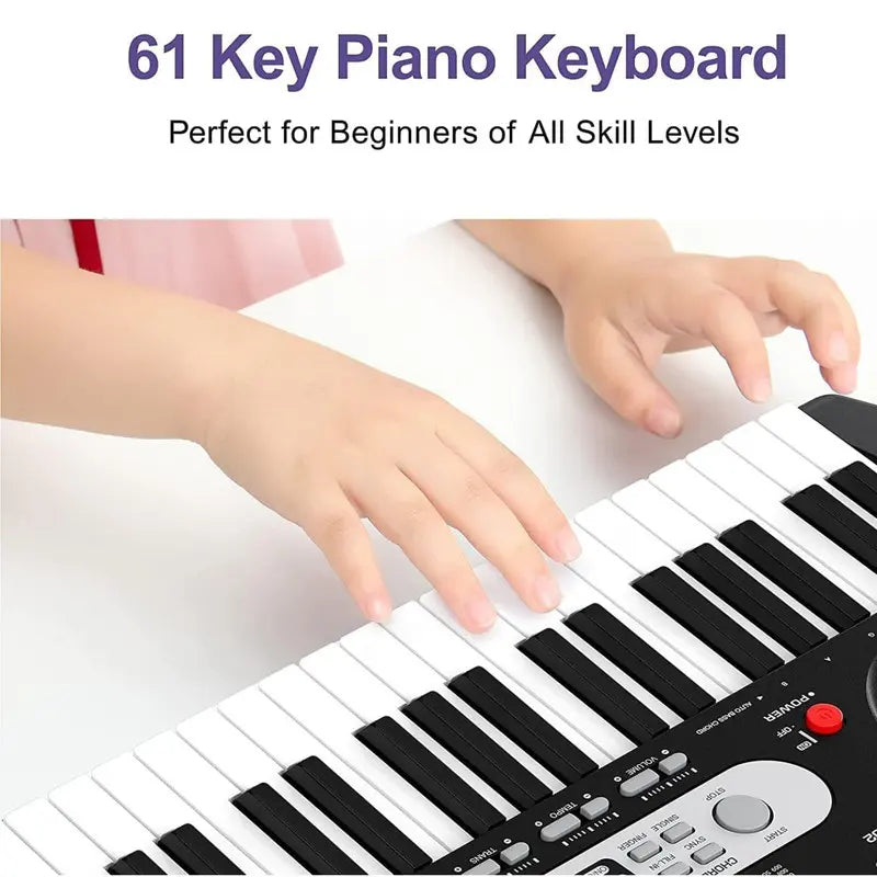 GAOMON 61-Key Electronic Keyboard Set for Kids & Beginners - Includes Stand, Stool, Headphones, Microphone & Carrying Bag - Perfect Musical Gift
