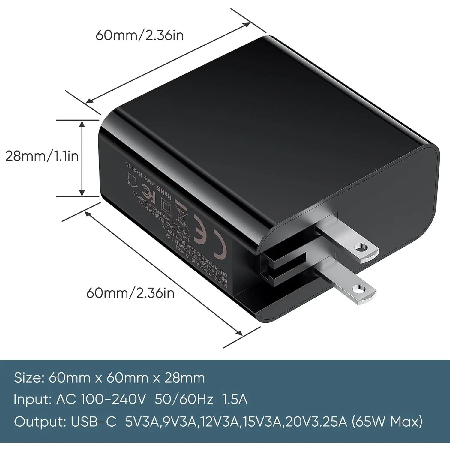 2 AC Adapter Charger 65W for 2/1/Oled/Steam Deck with Foldable Plug & 6.6FT USB-C for Switch2/1/Oled/Lite Steam Deck, ROG Ally