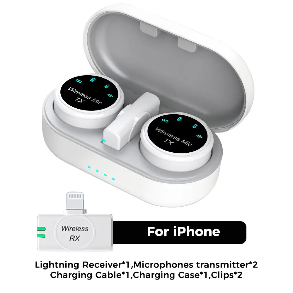 Wireless Lavalier Microphone for Iphone/Android/Camera/Pc/Laptop,30H Battery Life, 1000Ft Range, Noise Cancellation, Button Size Lapel Microphone for Iphone/Ipad/Video Recording/Streaming/Youtube