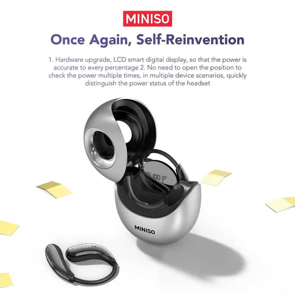 MINISO MS206 Wireless Translator BT V6.0 Earphones with APP Support 134 Languages, Earbuds with Microphone, Earhook, Sweatproof, Fast Charging, 48 Hours Playing Time, Compatible with IOS and Android, Black, Purple