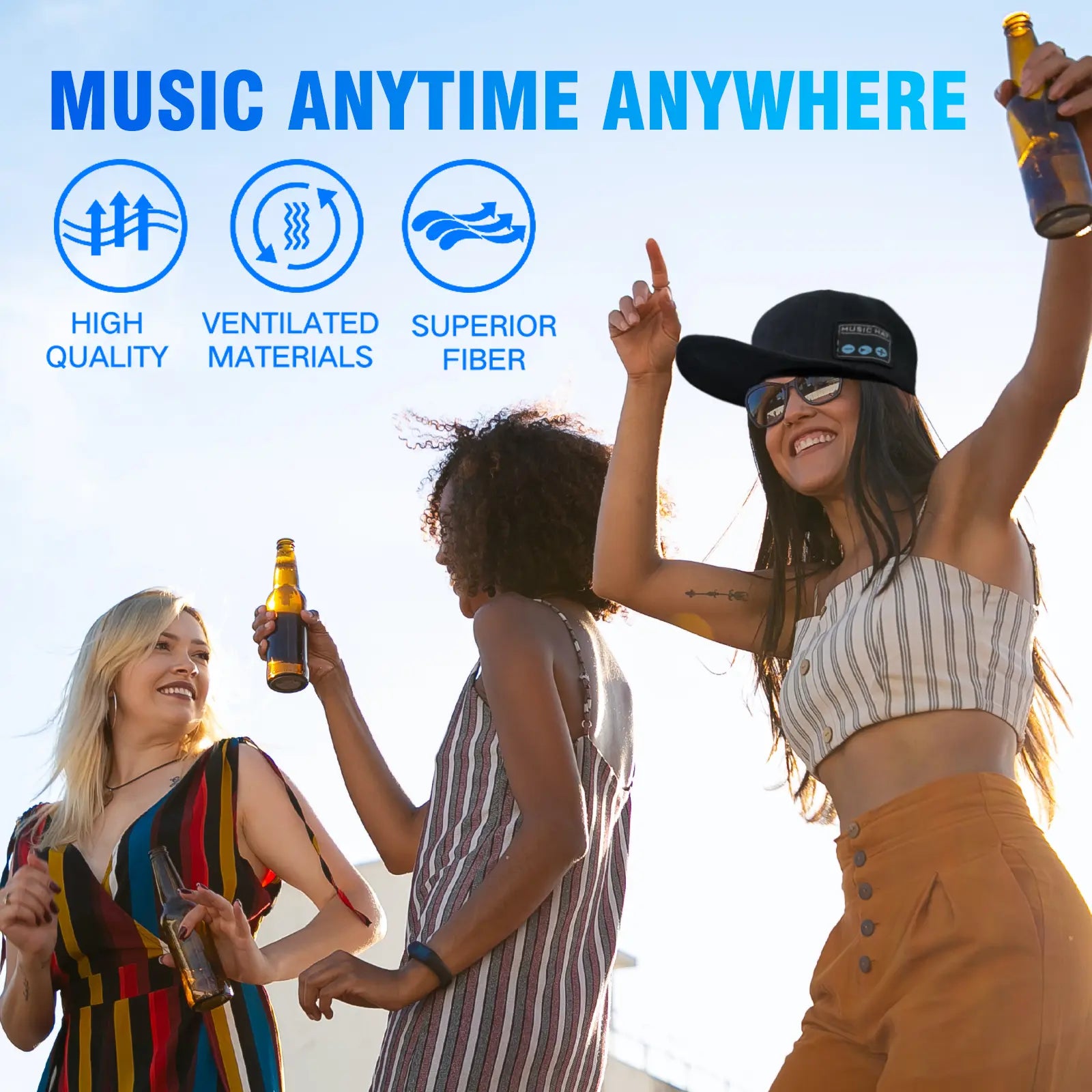 Touch Two Music Hat with Enhanced Bluetooth 5.0 HD Sound Technology for Commuting Sports Home All Hold Cycling Baseball Cap Solar Sun Protection Versatile Commute Comfortable Design