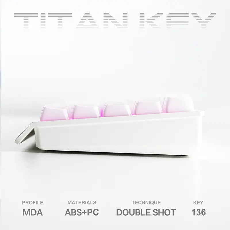 TITANNATION Crystal Jelly Translucent MDA Profile 136-Key Side Carving Keycap Set（Only Keycap, Not Include a Keyboard）
