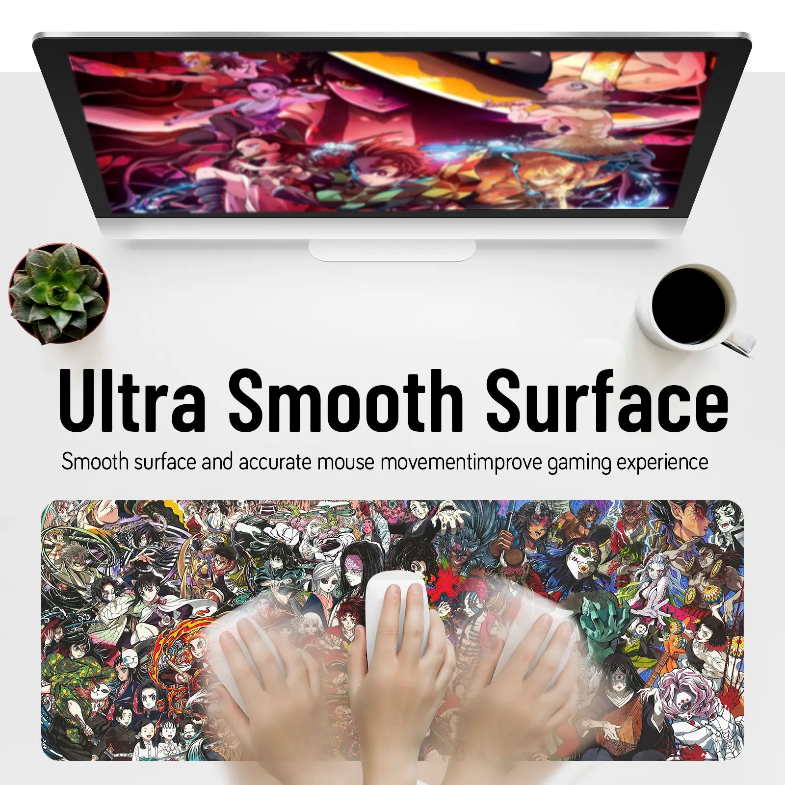 Anime Waterproof Mouse Pad 11.8Inch X 31.5Inch Cartoon Design for Daily Use Durable Easy Cleaning Mousepad