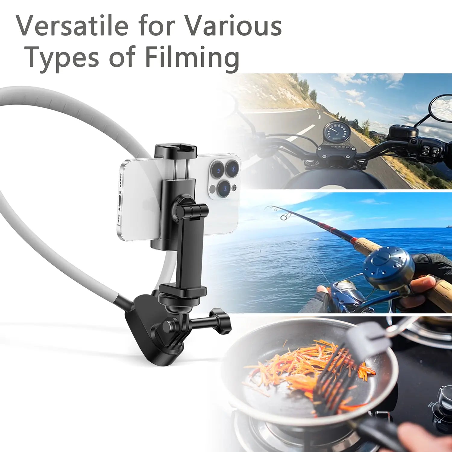 Neck Phone Holder, Hands Free Neck-Mounted Phone Holder, Adjustable Pov/Vlog Chest Phone Holder for Recording and Filming, Compatible with Iphone 16 15 14 13 12 Android Seires and Action Camera Smartphone Cellphone