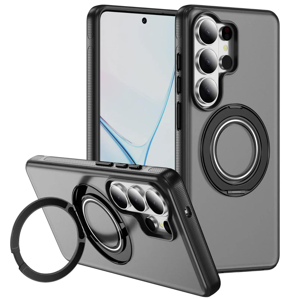 Defee for Samsung Galaxy S26 S25 S24 S23 Ultra Case Skin-Like Frosted Ultra-Thin Phone Case 360° Rotating Ring Holder
