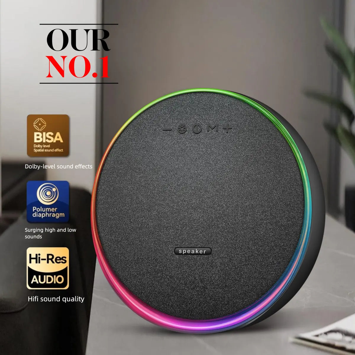 Bluetooth Speaker Wireless Desktop High-Quality Subwoofer Home Outdoor ABS Material Hi-Res Audio BISA Dolby-Level Sound Effects