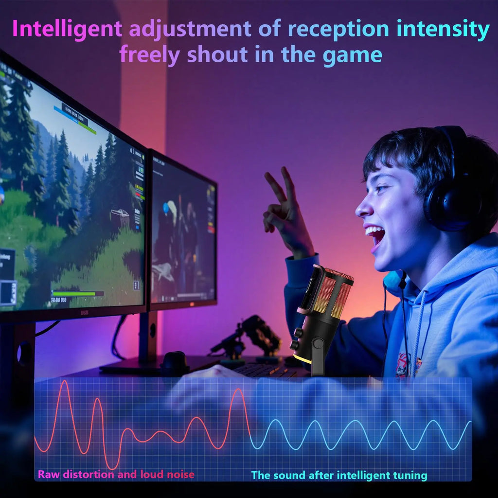 JYX U120 RGB Streaming Gaming Microphone with RGB Lights One-Tap Mute Headphone Jack for PC Mac PS5 PS4 Ideal for Streaming Gaming Podcasting Compact Durable Design Outdoorfun Headset Recording Plug Audio Connection Metal Summerwins Dealsforyoudays