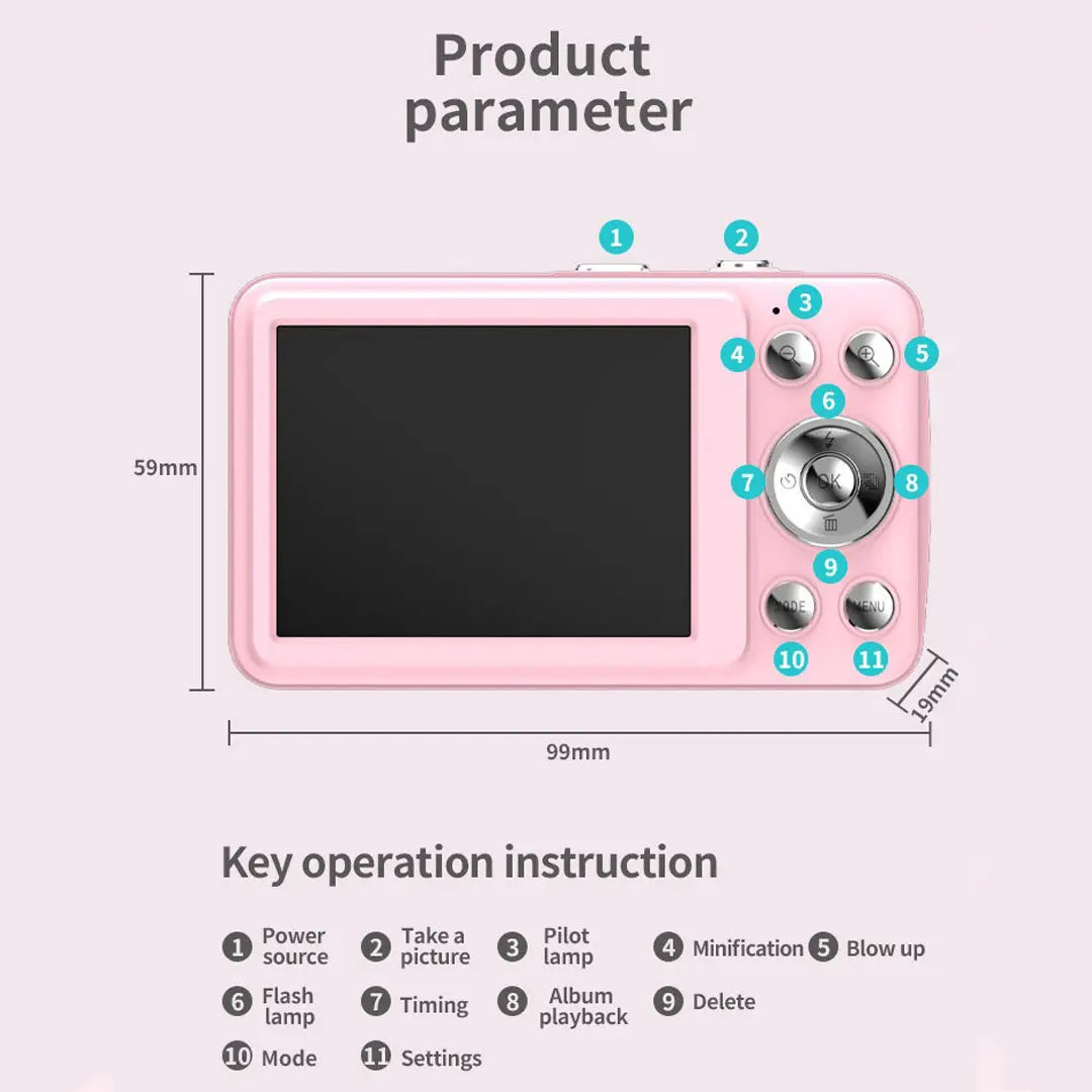 1080P Digital Camera with 32GB SD Card, 16X Optical Zoom, Portable Mini Camera, Point and Shoot Camera, Y2K Gifts