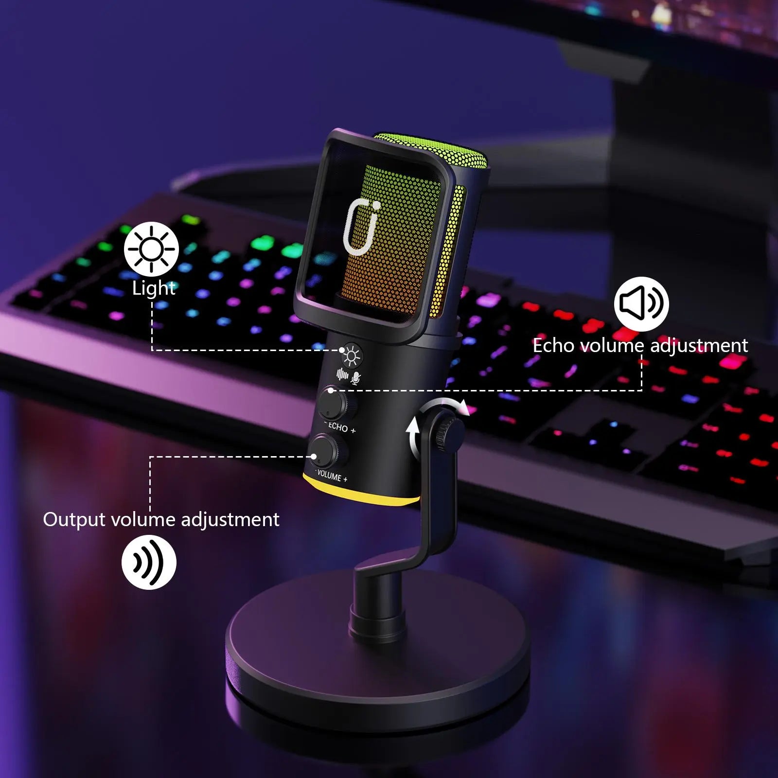 JYX U120 RGB Streaming Gaming Microphone with RGB Lights One-Tap Mute Headphone Jack for PC Mac PS5 PS4 Ideal for Streaming Gaming Podcasting Compact Durable Design Outdoorfun Headset Recording Plug Audio Connection Metal Summerwins Dealsforyoudays