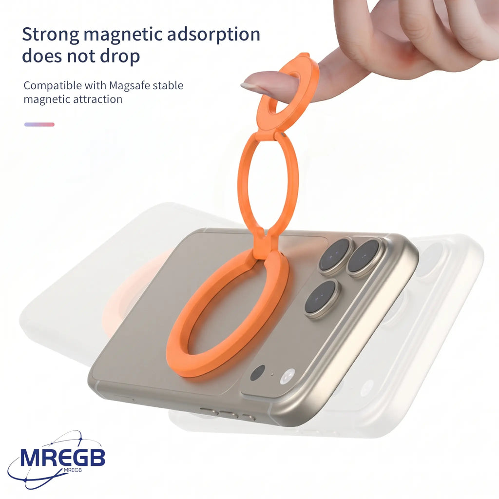 MREGB Magsafe Magnetic Ring Holder Cellphone Stand - N52 Strong Magnet, 360° Adjustable Dual-Axis, 3-Fold Metal Socket, Phone Accessories for Iphone 15/14/13/12 Pro Max, Samsung Smartphones, Mobile Magnetic Mount