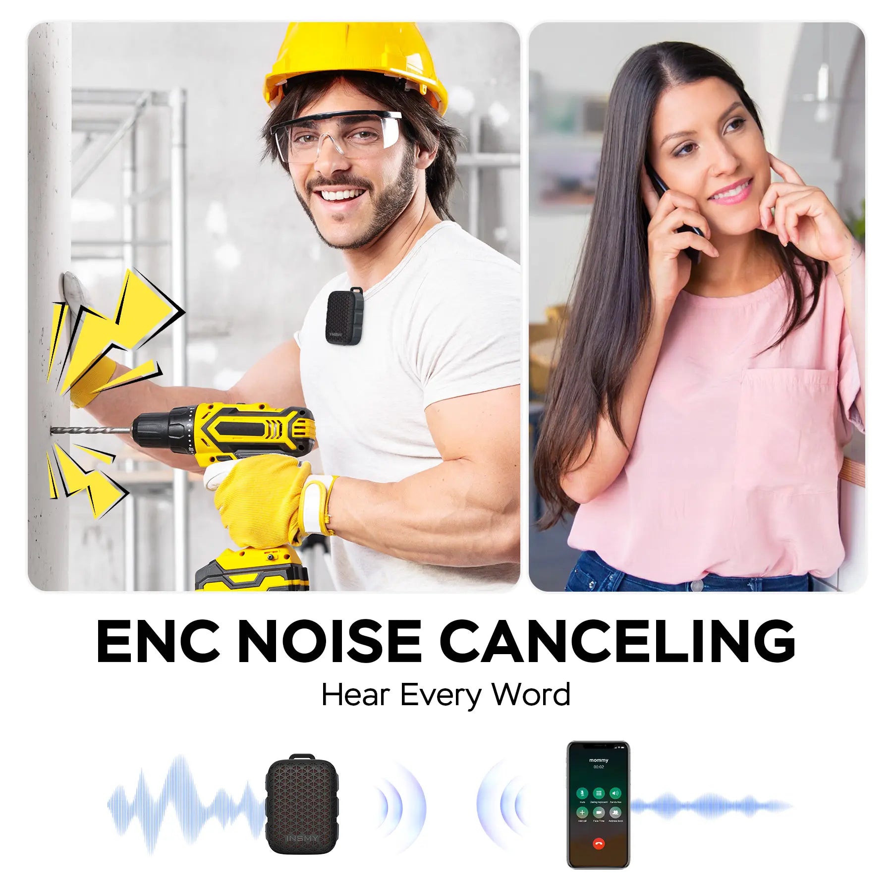 INSMY Wearable Bluetooth Speakers,Ip67 Waterproof,Clip-On Portable Small Personal Speaker/Clean Sound/Stereo Pair/Wireless 5.4/ENC Built-In Mic/Lightweight for Outdoor Golf Work Pool