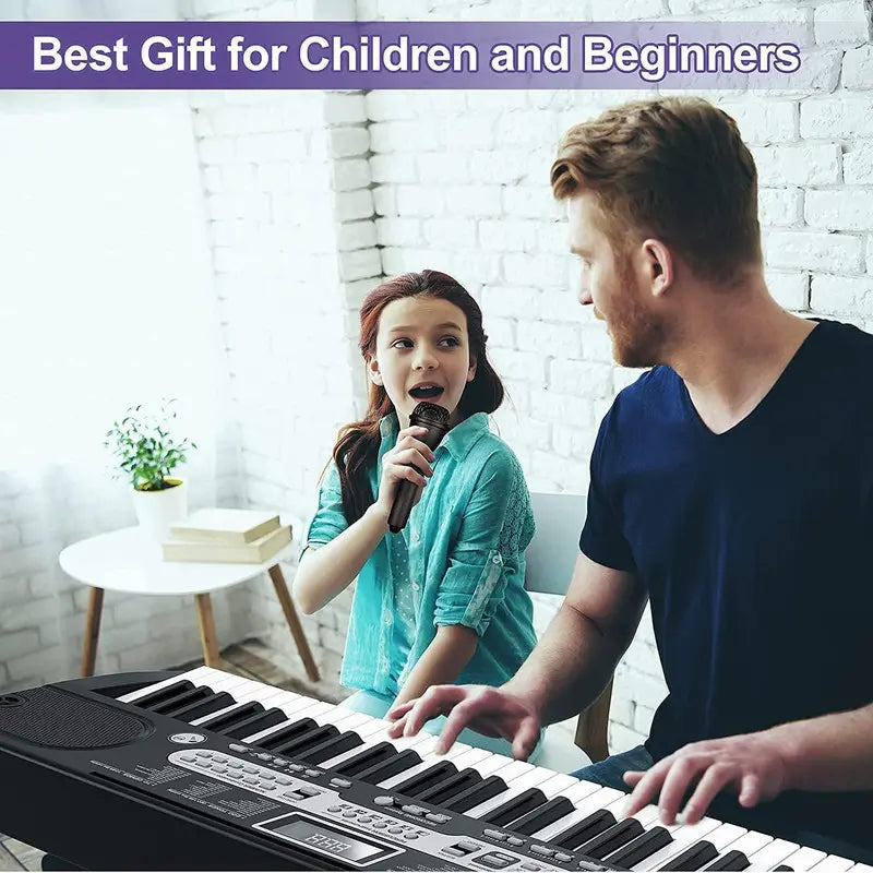GAOMON 61-Key Electronic Keyboard Set for Kids & Beginners - Includes Stand, Stool, Headphones, Microphone & Carrying Bag - Perfect Musical Gift