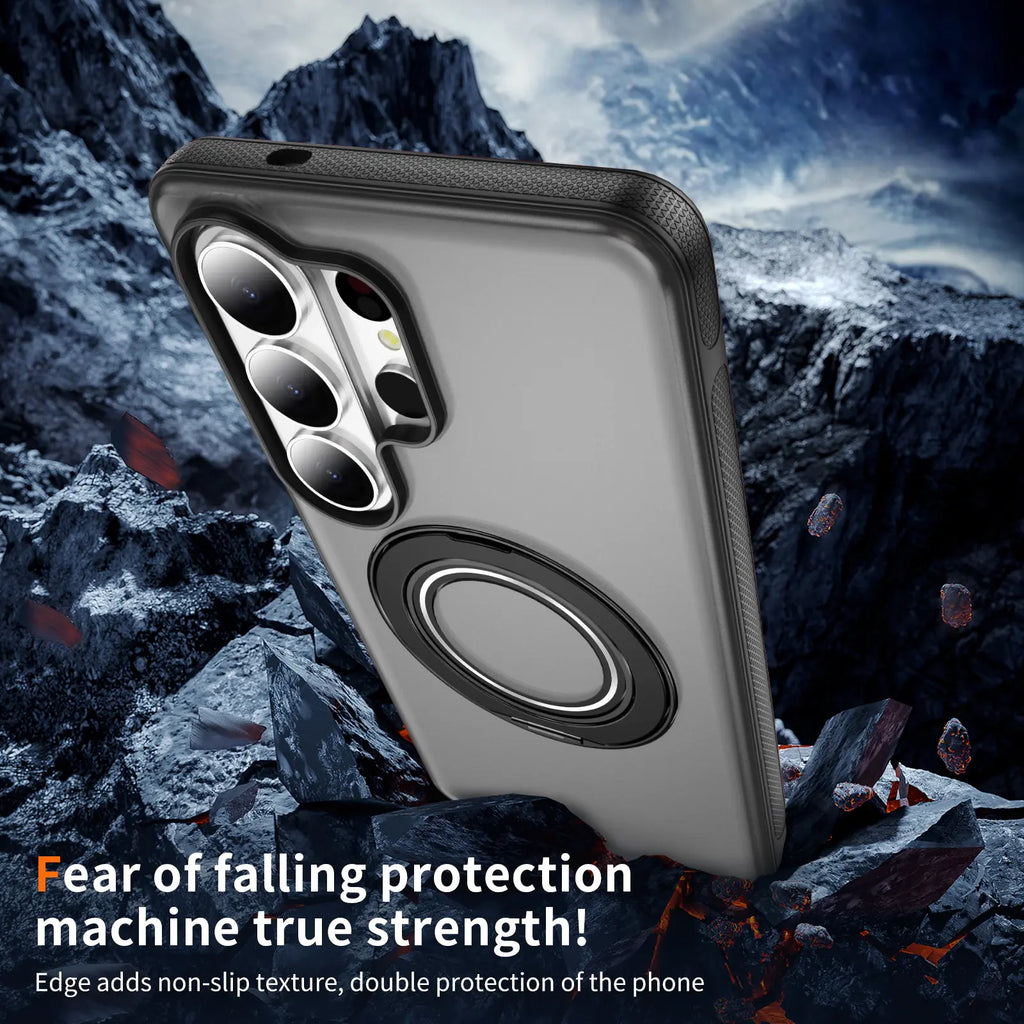 Defee for Samsung Galaxy S26 S25 S24 S23 Ultra Case Skin-Like Frosted Ultra-Thin Phone Case 360° Rotating Ring Holder