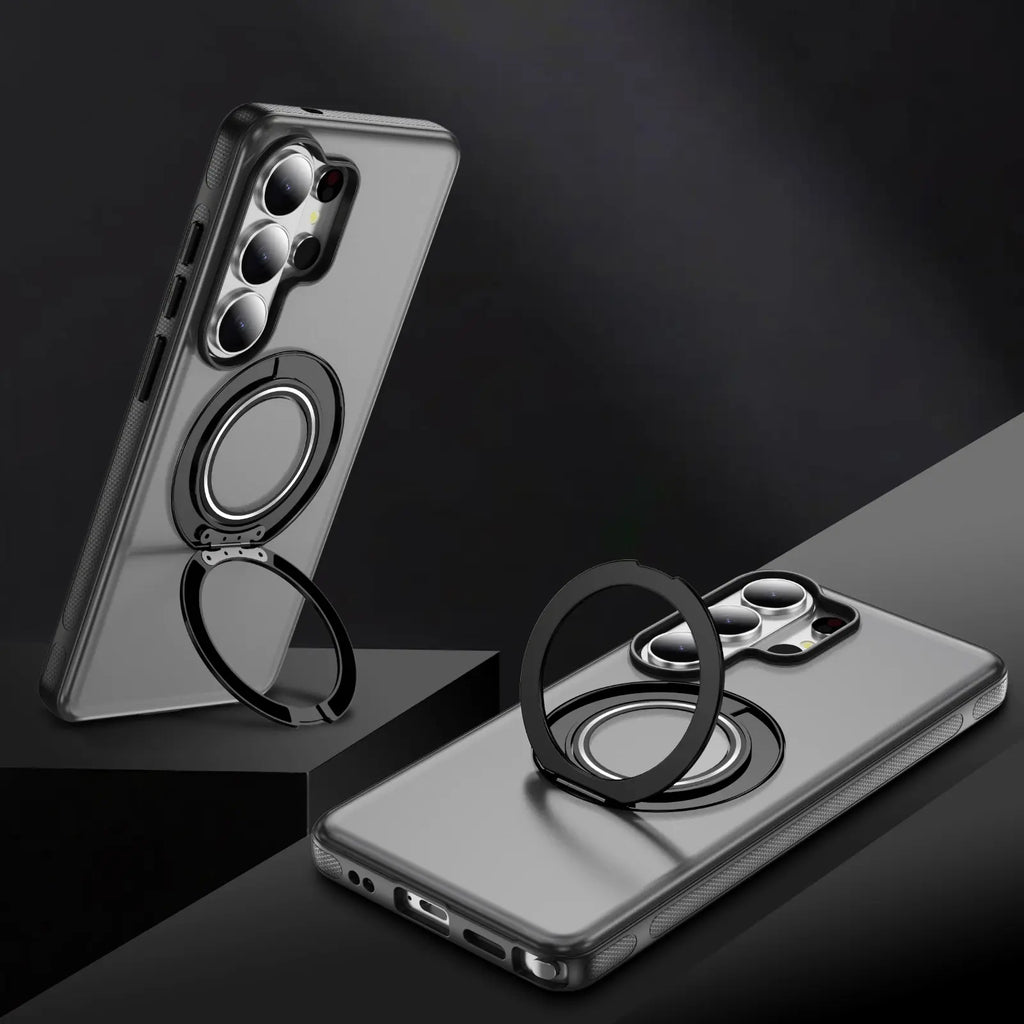 Defee for Samsung Galaxy S26 S25 S24 S23 Ultra Case Skin-Like Frosted Ultra-Thin Phone Case 360° Rotating Ring Holder
