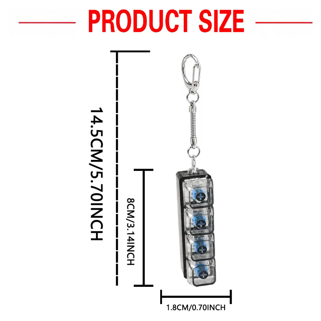 Mechanical Keyboard Keychain Fidget Toy - Purple, 4-Key, LED Lights, Transparent Design, Portable Stress Relief Tool for Focus, Anxiety Calm