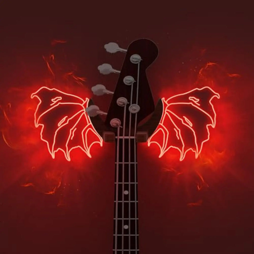 Luminous Angel Wings Guitar Hanger,Led Guitar Wall Mount Stand, Wooden Acrylic Guitar Holder Shelf, Wall Mount for Acoustic Electric Bass Ukulele, Room Decor, Gift for Music Lovers, Birthday Christmas Gift Lighting