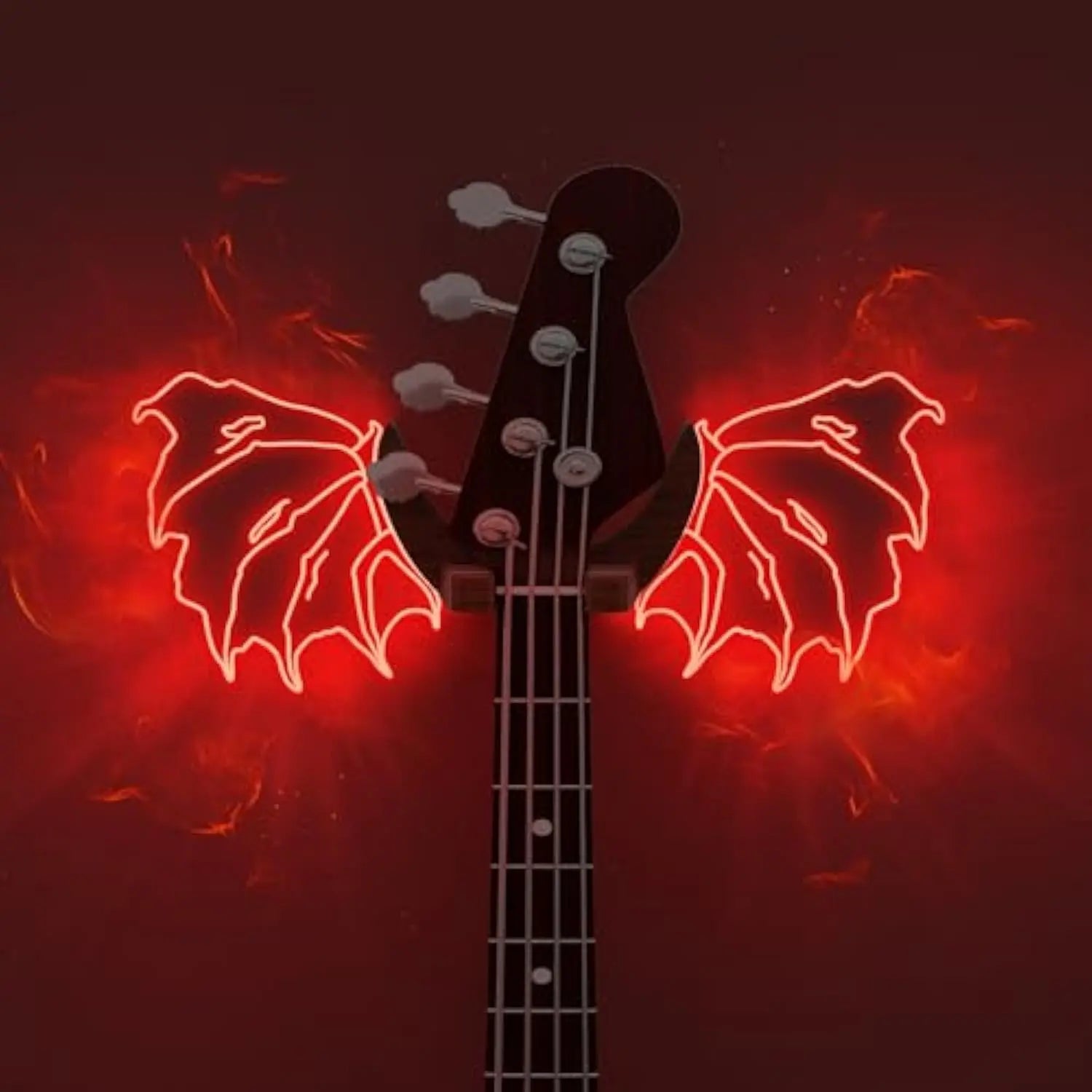 Luminous Angel Wings Guitar Hanger,Led Guitar Wall Mount Stand, Wooden Acrylic Guitar Holder Shelf, Wall Mount for Acoustic Electric Bass Ukulele, Room Decor, Gift for Music Lovers, Birthday Christmas Gift Lighting