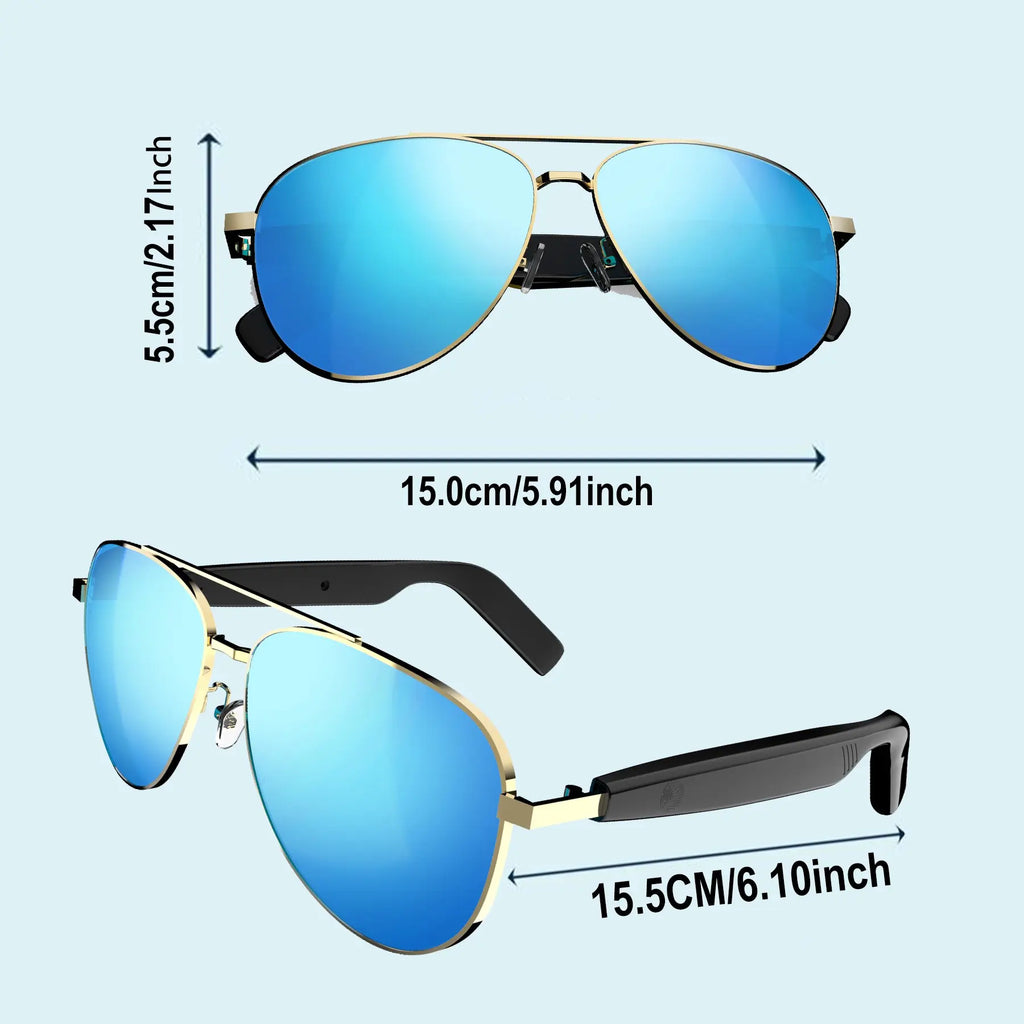 Multifunctional Smart Glasses, Touch Control Smart Sunglasses, Fashionable Bluetooth-Compatible Smart Glasses, Gift for Men & Women, Wearable, Wireless Smart Glasses, Wearable Tech Glasses