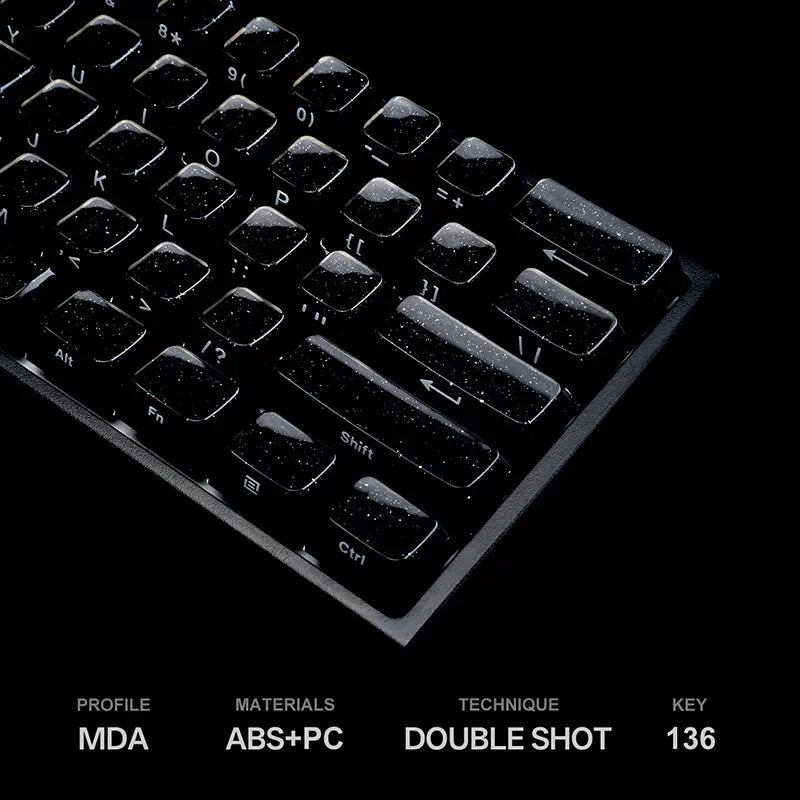 TITANNATION Crystal Jelly Translucent MDA Profile 136-Key Side Carving Keycap Set（Only Keycap, Not Include a Keyboard）