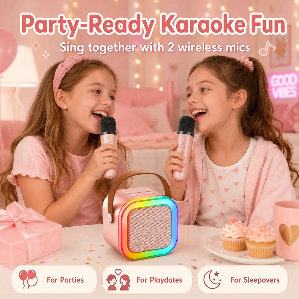 Portable Karaoke Speaker with Voice Changer, Multi-App Sing-Along Speaker for Home Parties, Family Fun & Gifts