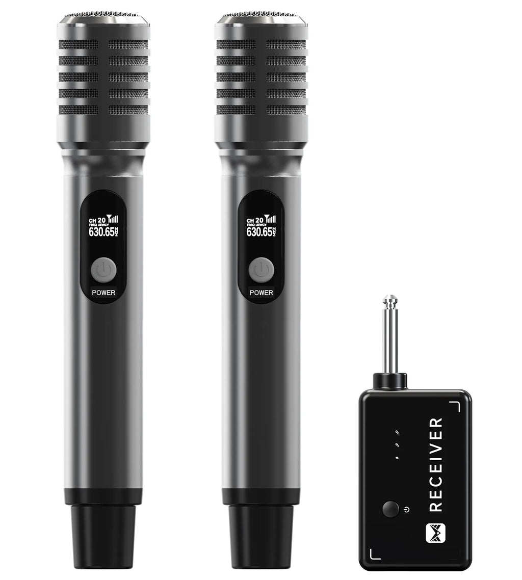 Wireless Microphones, Microphone with One-To-One Chip Connection and Rechargeable Receiver, 40H Duration, 200FT Range Receiving, Less Latency, Metal Construction Microphone for Singing Summerwins