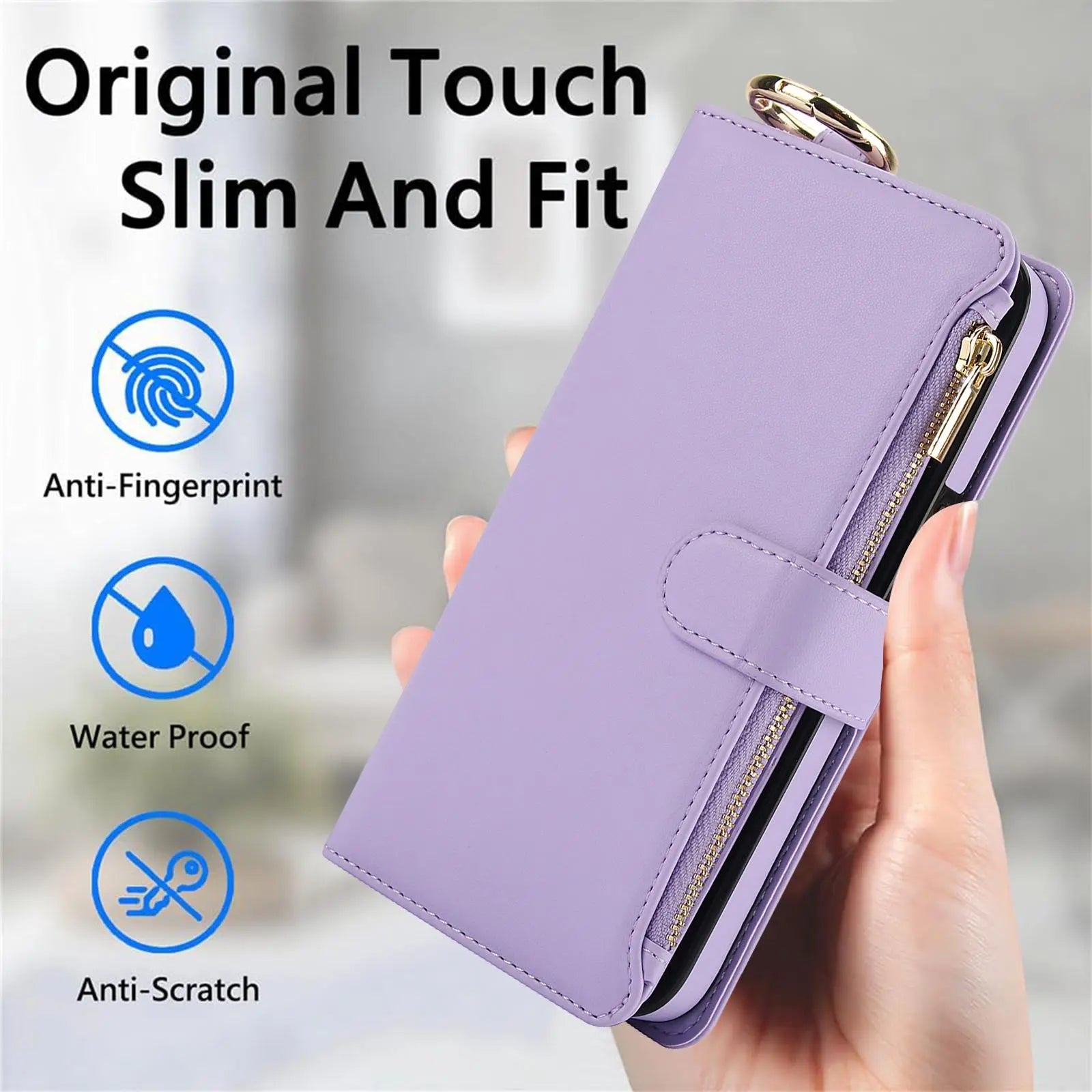 Crossbody Card Bag, Crossbody Phone Strap, Cell Phone Accessories, Multi Functional Wallet Flip Zipper with Hanging Rope Phone Case Suitable for Apple Iphone 17 Pro Max 17 Air 16 15 Pro Max 14 plus 13 Pro Multi Card Position Protective Cover for Women