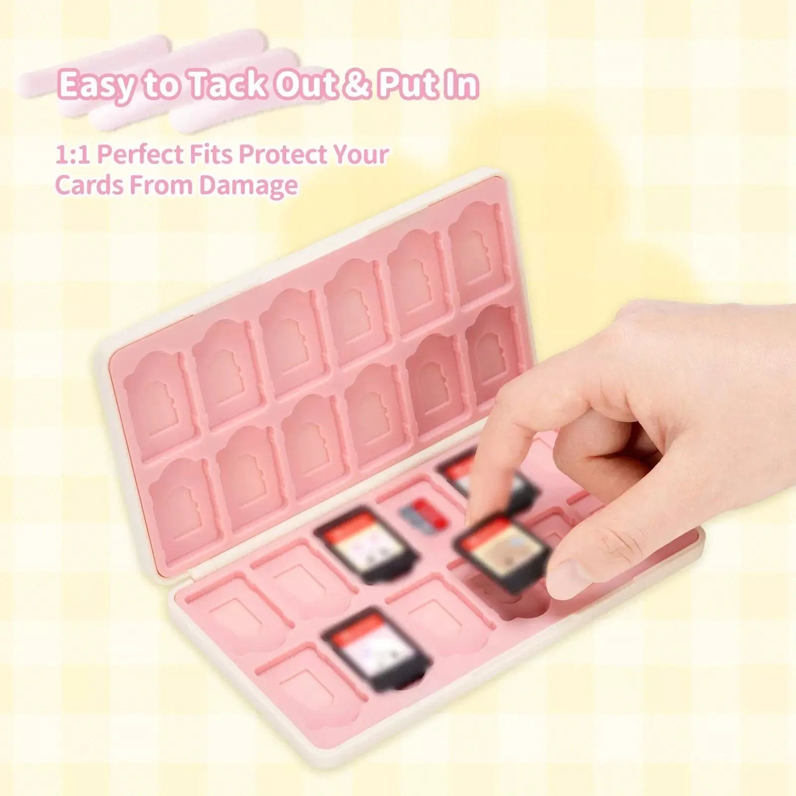 Geekshare Switch Game Card Case Compatible with Nintendo Switch Game Card,Portable Game Holder Cartridge Case with 24Game Card Slots and 24 TF Card Slots-Mikko