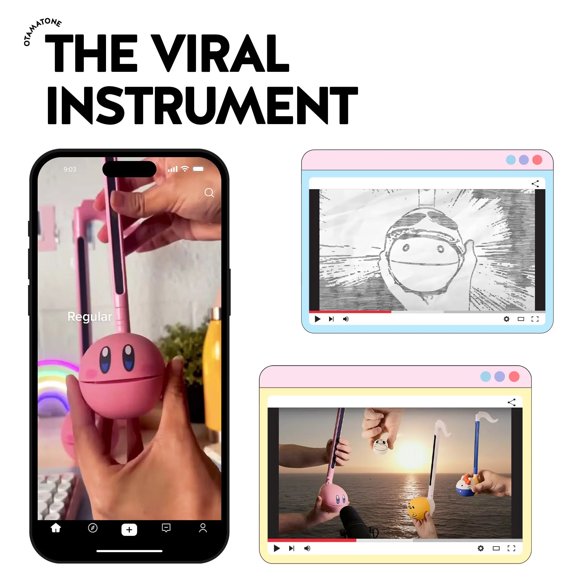 Otamatone Regular [White] - Japanese Musical Instrument Electronic Synthesizer - Maywa Denki Studio - Fun Gift for Children, Teens, & Adults
