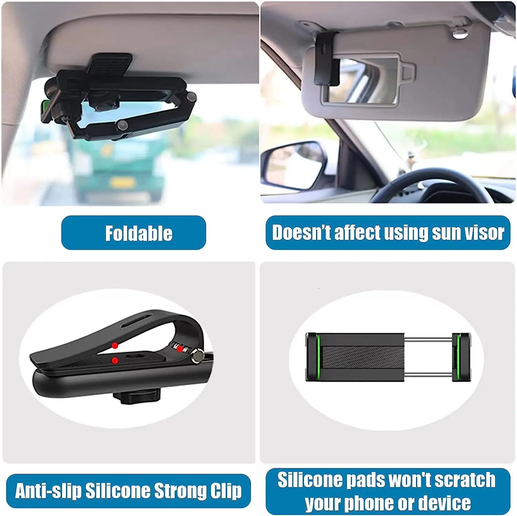 This New Multi-Functional Sun Visor Universal 360-Degree Rotating Phone Holder Is Suitable for Any Setting, Including Cars, Kitchens, and Bedrooms. It'S a Car-Mounted Rotating and Telescopic Phone Holder.