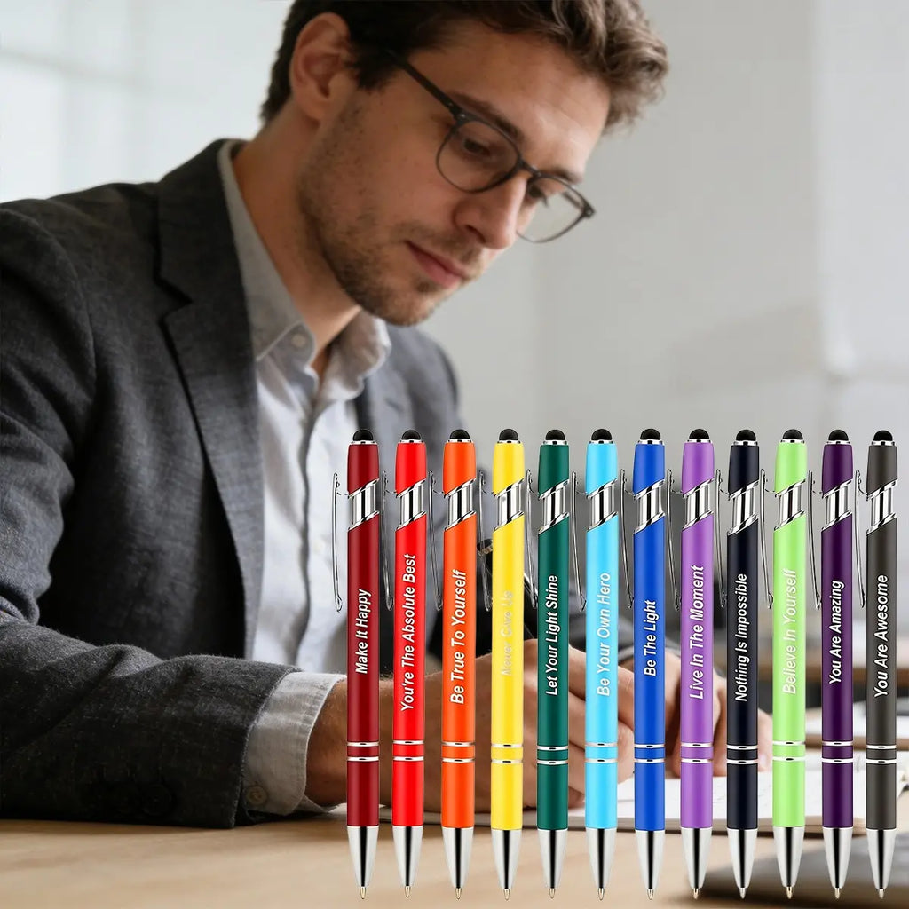 24 Pcs Inspirational Ballpoint Pens, Inspirational Quotes, Motivational Ballpoint Pen with Stylus Tip, Funny Ink Pens Bulk, Aesthetic Pens, Cool Pens, Inspirational Gifts for Women Men, Teacher Coworkers Nurse, Office Supplies Black Ink Smooth Writing
