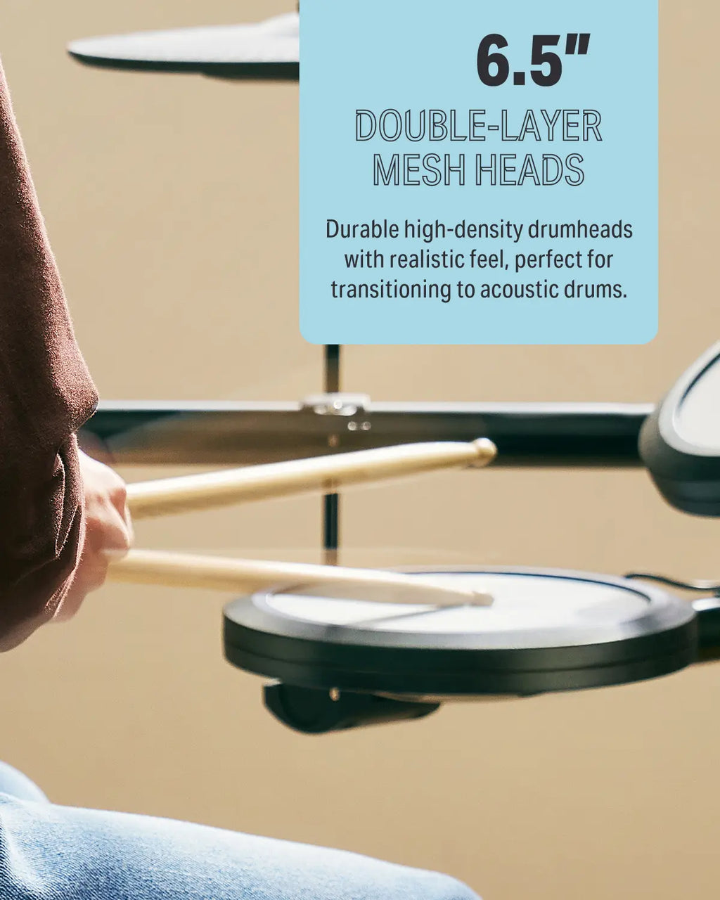 Donner DED-70 Electric Drum Set for Children Aged 6-14, Electric Drums with 4 Quiet Mesh Drum Pads, 2 Switch Pedal, Portable and Solid Drum Set with Type-C Charging, 68+ Sounds, Throne, Headphones, Sticks, Melodics Lessons