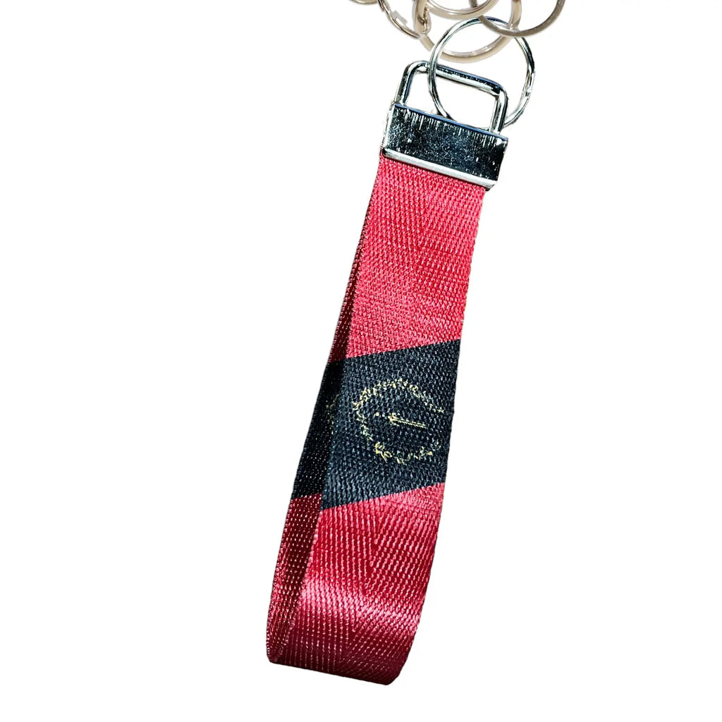 Black American Heritage Flag - Personalized Name Nylon Key Fob - Custom Wristlet Keychain