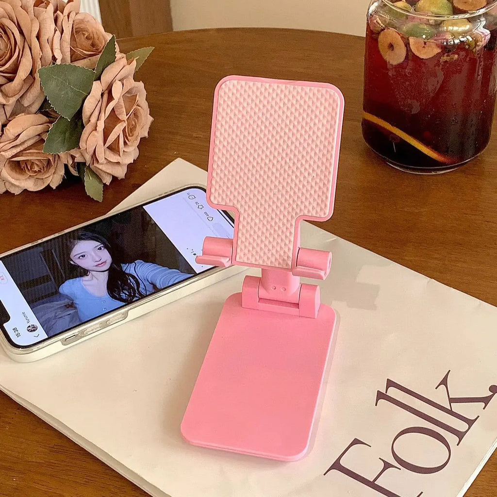 Foldable and Adjustable Cell Phone Stand – Universal Desk Phone Holder Compatible with Iphone and All Smartphones, Stable and Portable Design for Office, Home, and Travel, Ideal for Video Calls, Watching Movies, and Hands-Free Usage