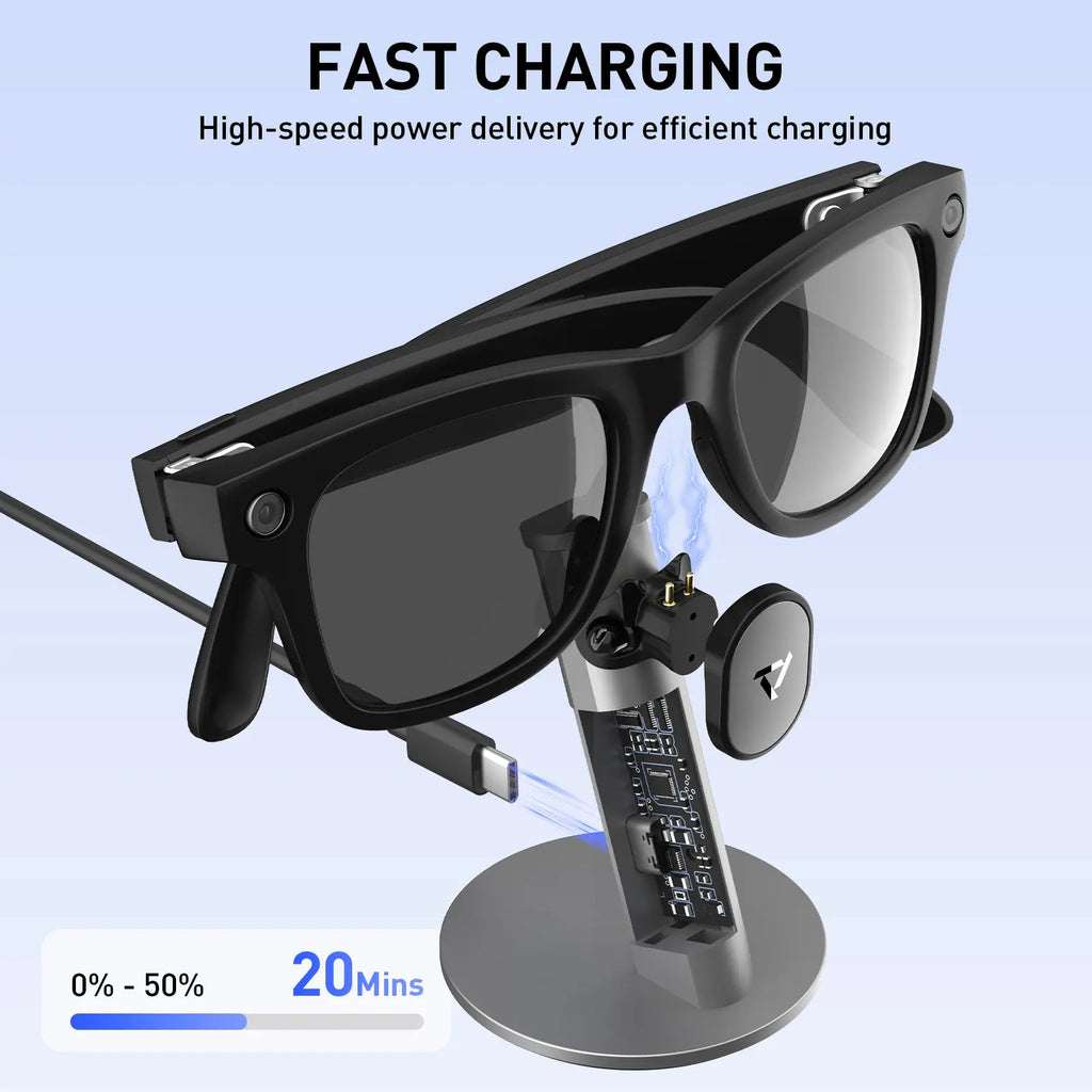 PRISMXR Carina S1 Charging Stand for Ray-Ban Meta (Wayfarer / Headliner / Skyler, Gen 1 & 2) | Designed for Seamless Charging | Not Compatible with Oakley / Display / Blayzer | Glasses Not Included
