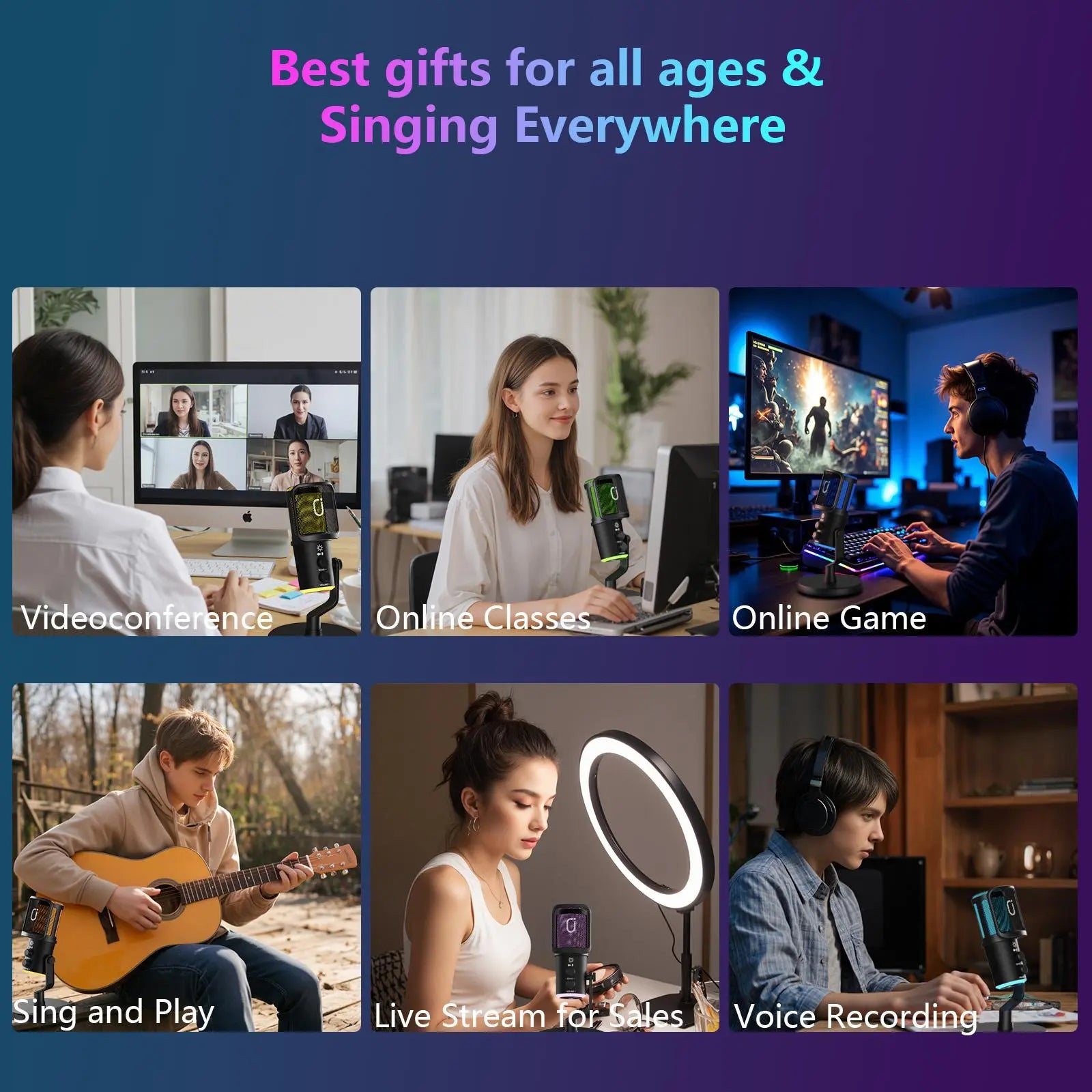 JYX U120 RGB Streaming Gaming Microphone with RGB Lights One-Tap Mute Headphone Jack for PC Mac PS5 PS4 Ideal for Streaming Gaming Podcasting Compact Durable Design Outdoorfun Headset Recording Plug Audio Connection Metal Summerwins Dealsforyoudays
