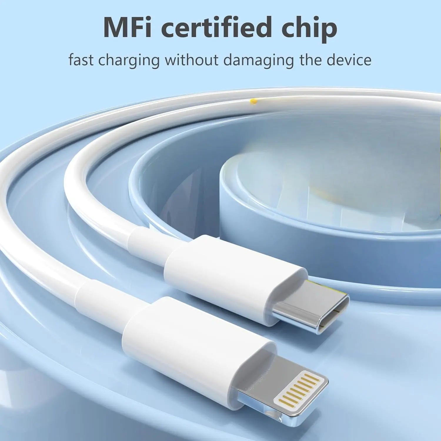 5 Pack 6FT USB C to Lightning Cable, [ Mfi Certified]For Iphone Charger Fast Charging Cord for Iphone 14/13/12/11/X/8/7/Plus, Ipad, Airpods - White