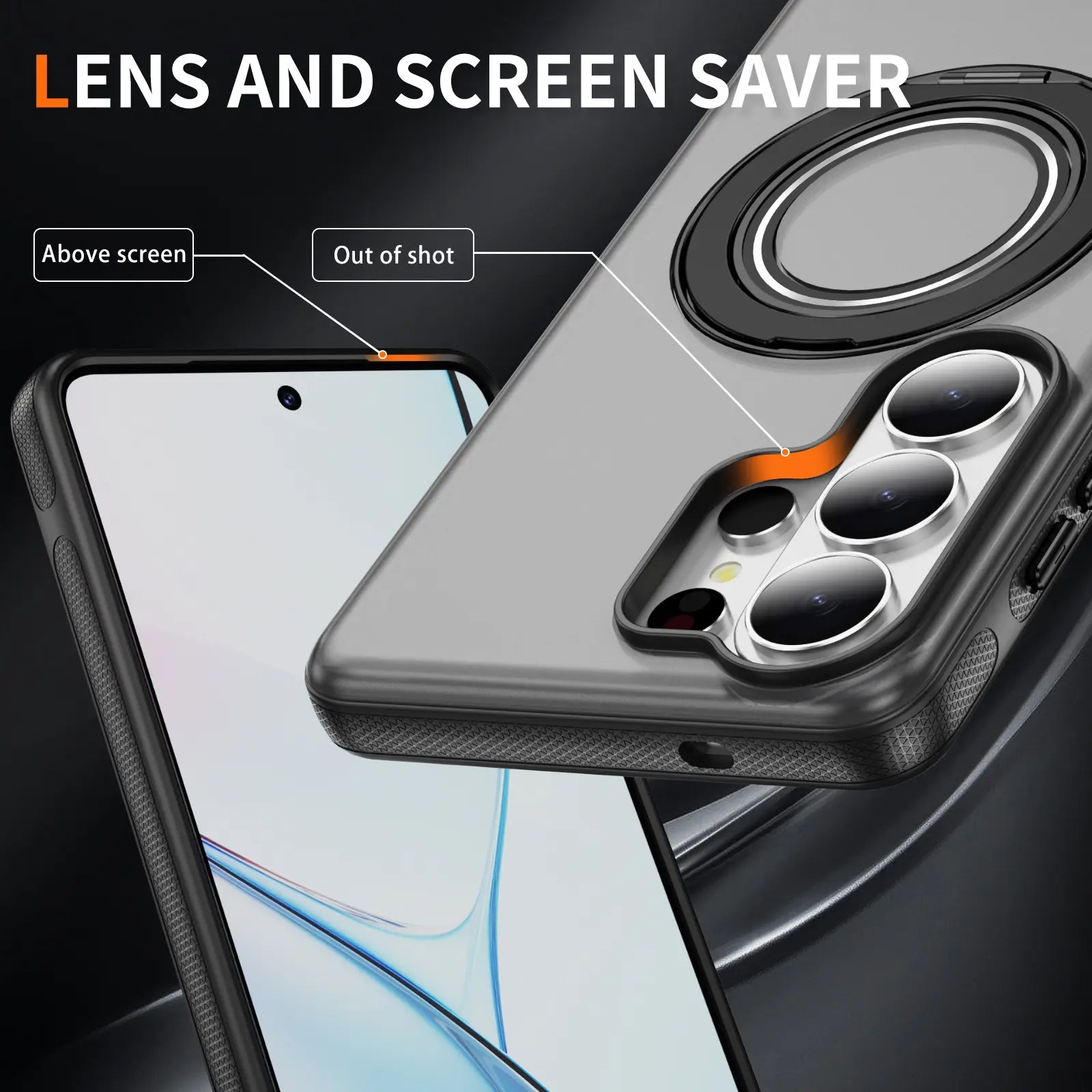 Defee for Samsung Galaxy S26 S25 S24 S23 Ultra Case Skin-Like Frosted Ultra-Thin Phone Case 360° Rotating Ring Holder