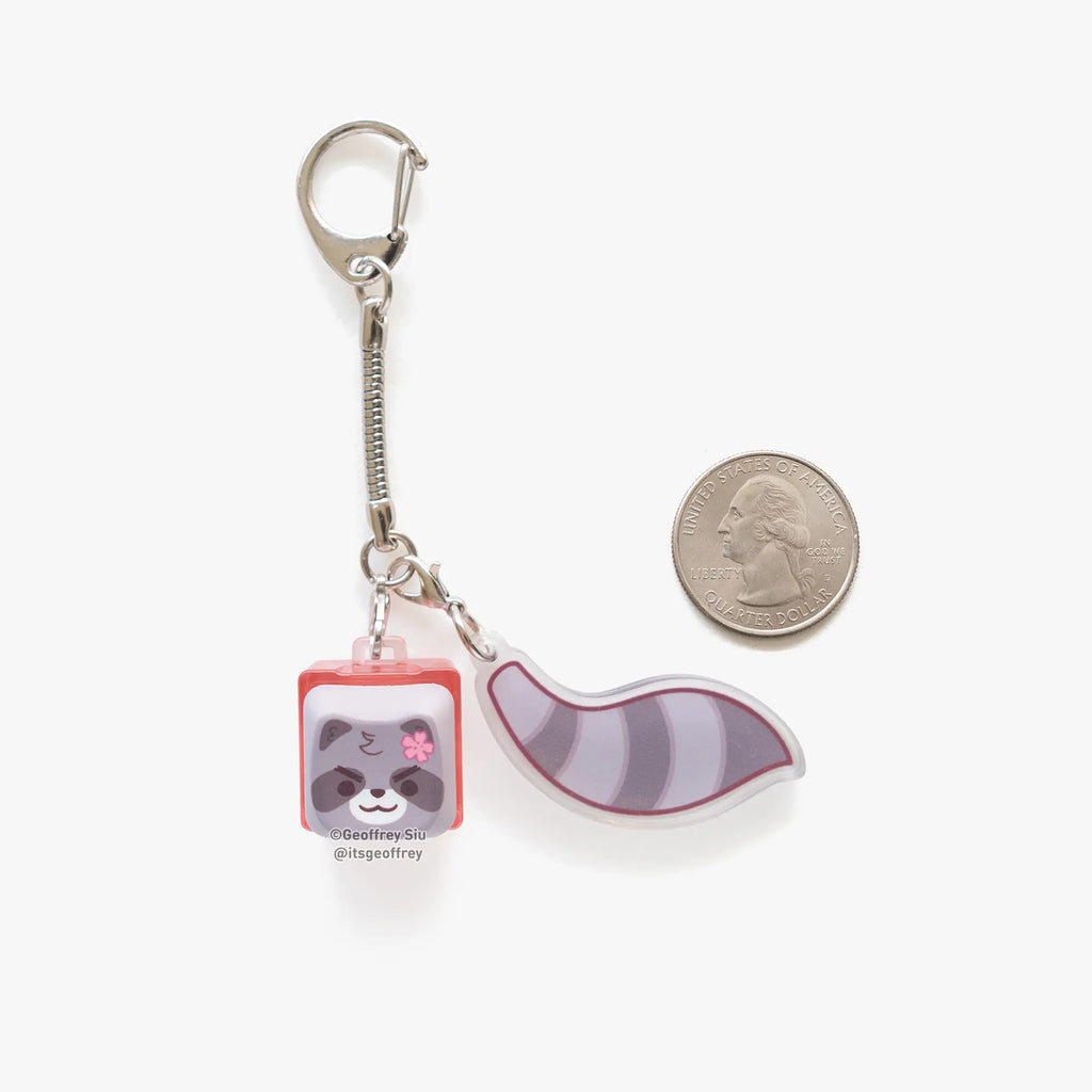MAO Fox Clicky Keychains - MAO Profile Keycaps with Blue Gateron Switch & Bonus Tail Charm - Customizable Keychains for Keyboard Lovers