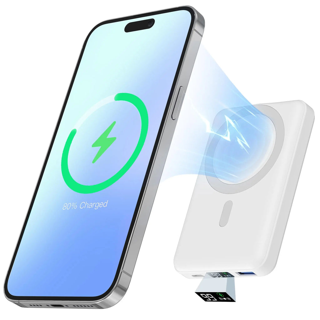 Podoru 10000Mah Magnetic Power Bank for Magsafe, 15W Wireless Portable Charger with LED Display, 20W PD USB-C Fast Charging, Battery Pack for Iphone 17/16/15/14/13/12 Series