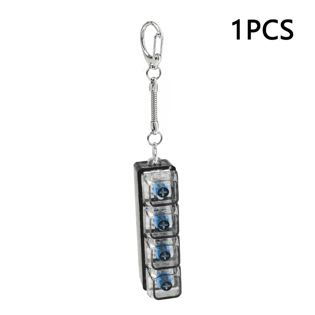 Mechanical Keyboard Keychain Fidget Toy - Purple, 4-Key, LED Lights, Transparent Design, Portable Stress Relief Tool for Focus, Anxiety Calm