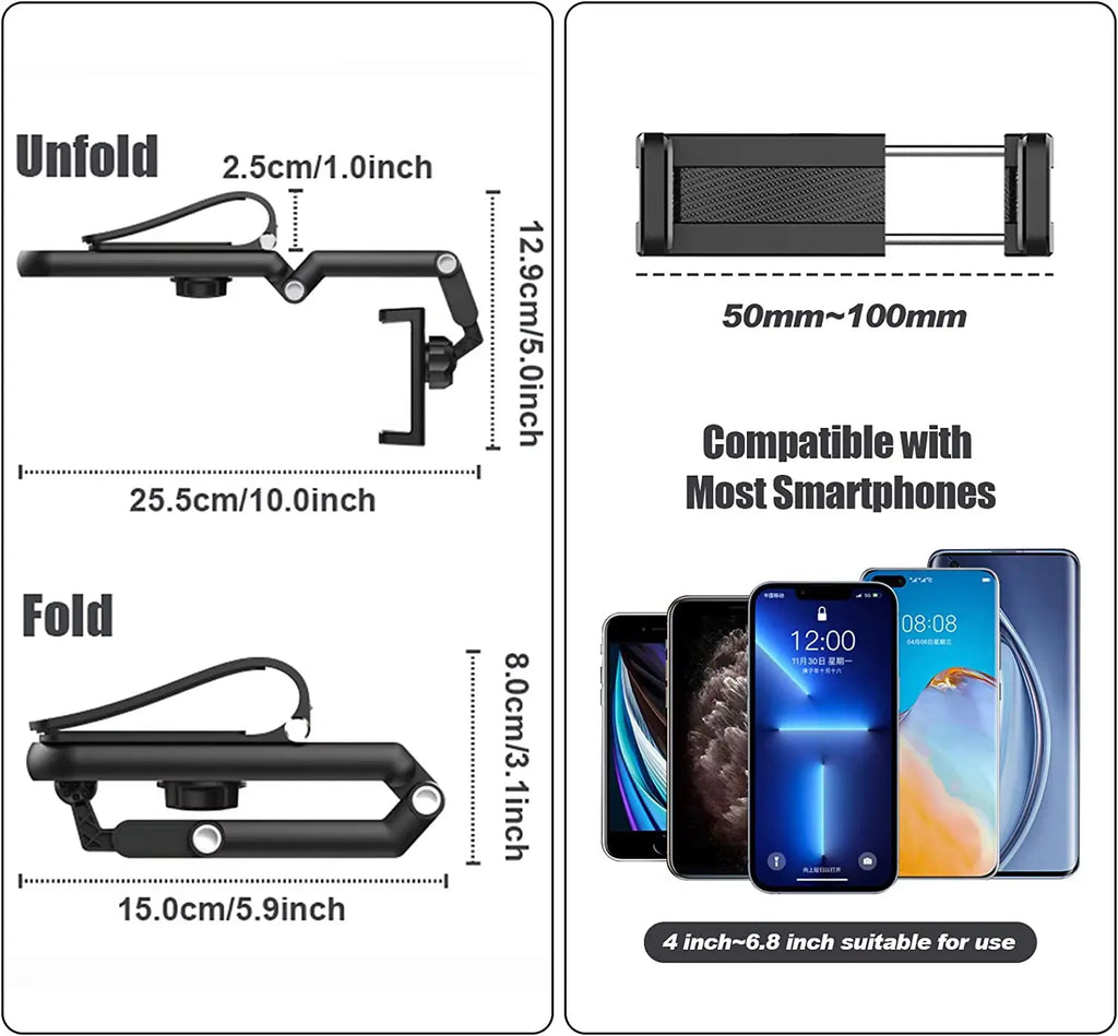 This New Multi-Functional Sun Visor Universal 360-Degree Rotating Phone Holder Is Suitable for Any Setting, Including Cars, Kitchens, and Bedrooms. It'S a Car-Mounted Rotating and Telescopic Phone Holder.
