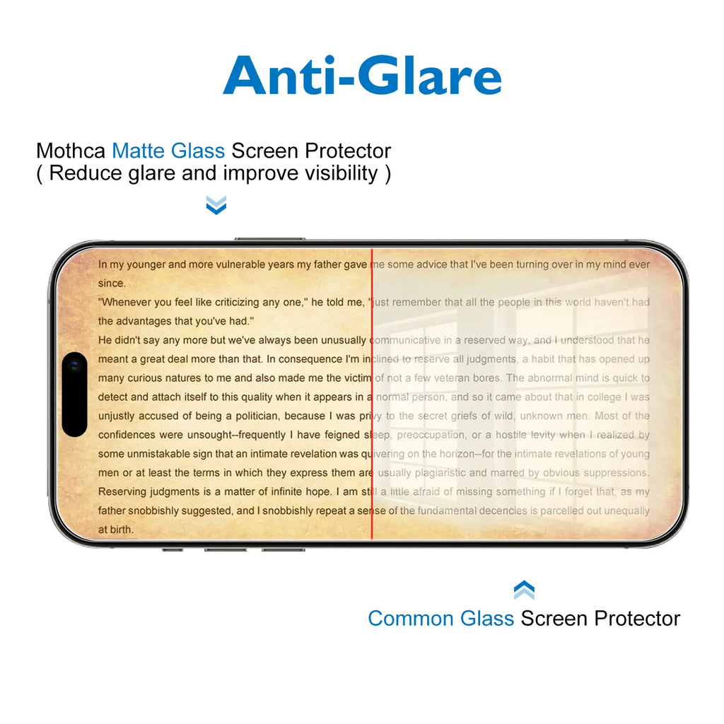 Mothca Matte(No Privacy) Glass Full Coverage Screen Protector for Iphone 16E/16/15/14/13 Pro Max Plus, Anti-Glare Anti-Fingerprint Black Edge Tempered Glass Film with Easy Installation Tool, Case Friendly, Smooth as Silk